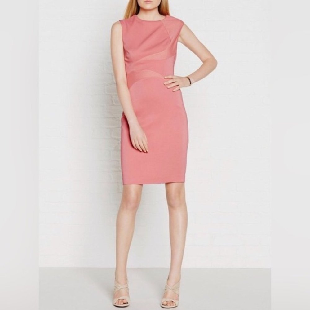 Reiss Peachy Pink Swirl Danielle Sheath Dress 8